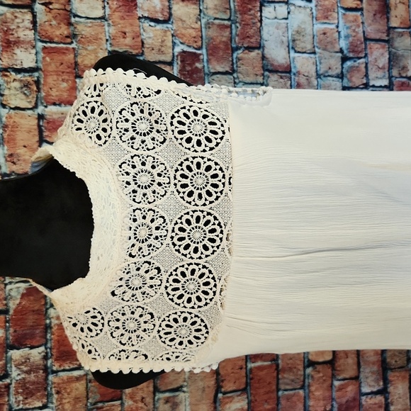 Hint Of Mint Lace Gauze Ivory Boho Dress S - Picture 2 of 10